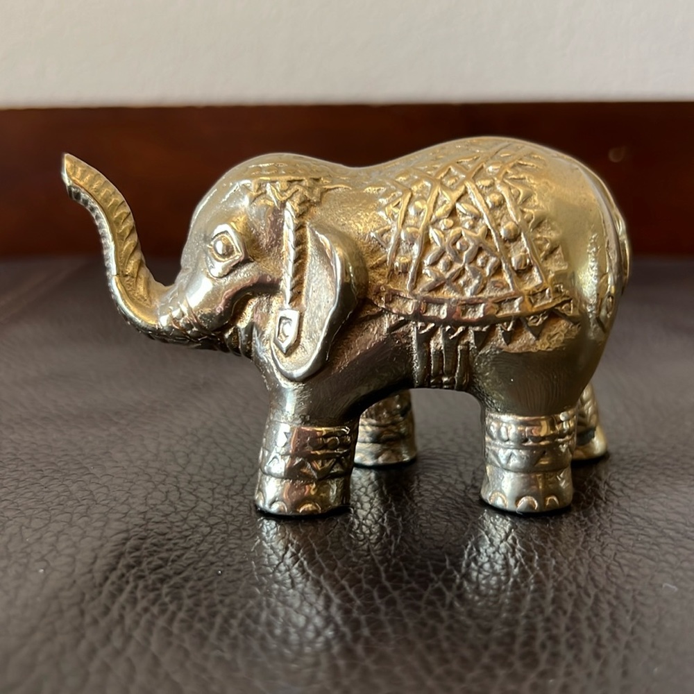 Vintage Elephant Gold Brass Miniature Figurine by Princeton Gallery Taiwan 1995
